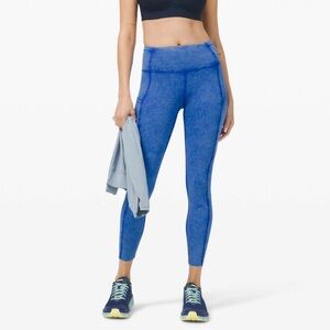 Lululemon fast and free 25" Ice wash cerulean blue leggings